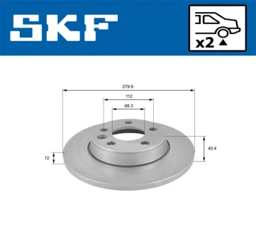 VW диск гальмівний задній T4 1/96- SKF VKBD 90503 S2
