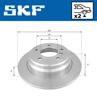 BMW гальмівний диск задн.E39 2.0/2.5 96 SKF VKBD 90543 S2