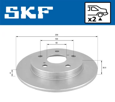 TOYOTA гальмівний диск задн.Corolla 07 SKF VKBD 90635 S2