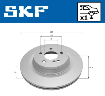 Mercedes гальмівний диск задн W221 SKF VKBD 90675 V1