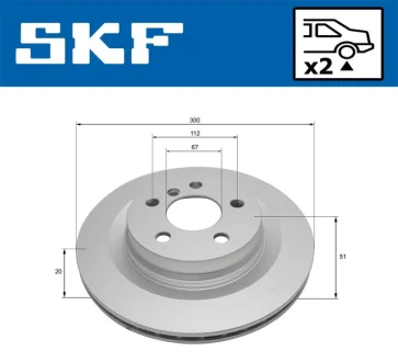 BMW гальмівний диск задн 1/F40, X1/F48 SKF VKBD 90712 V2
