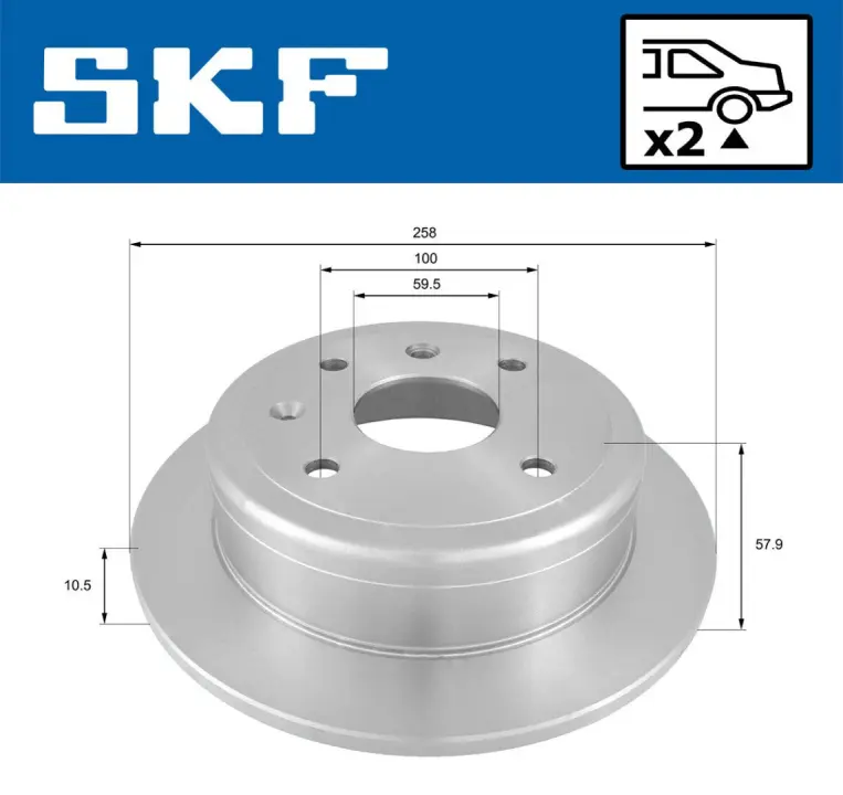 CHEVROLET гальмівний диск задн. LacettiNubira,Daewoo SKF VKBD 90758 S2 (фото 1)