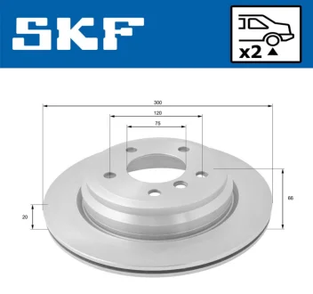 BMW гальмівний диск задн.1 E81/87,3 E90,X1 E84 05 SKF VKBD 91072 V2