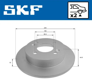 HYUNDAI гальмівний диск задн i10 II (BA, IA) 1.0/1.2 13-19 SKF VKBD 91088 S2