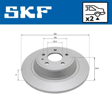Диск гальм. задн. FORD Mondeo 14- SKF VKBD 91101 S2 (фото 1)