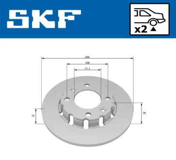 CITROEN гальмівний диск задн C4 III 1.2 PureTech 21 SKF VKBD 91351 S2