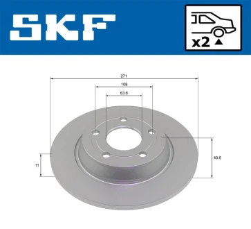 FORD гальмівний диск задн. FOCUS 18 SKF VKBD 91353 S2
