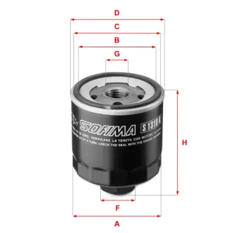 Фільтр масляний VW Caddy II/Golf IV/V/Seat Leon 1.4/1.6i 85- (h=92mm) SOFIMA S 1310 R