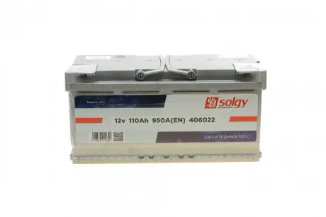 Акумуляторна батарея 110Ah/950A (395x175x190/+R) Solgy 406022