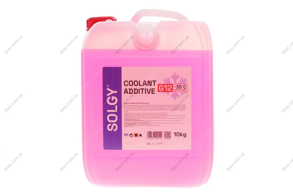 Антифриз (червоний) G12 (10kg) (-35°C готовий до застосування) Solgy 503014 (фото 1)