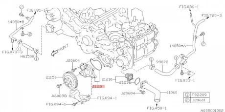 Насос системи охолодження Subaru 21110AA690