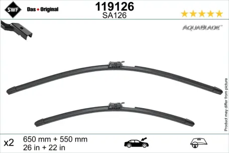 Щітка склоочисника безкаркасна передн із спойлером (2шт) AquaBlade 650/550мм MERCEDES S (V223), S (W223), S (Z223) 09.20- SWF (Valeo) 119126