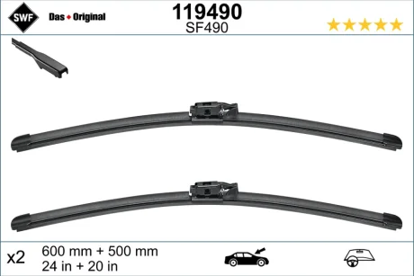 Щітки склоочисника (600/500 мм) BMW X2 (F39) 17- SWF (Valeo) 119490