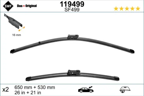 Щітки склоочисника (650/530мм) VW Tiguan 16- SWF (Valeo) 119499