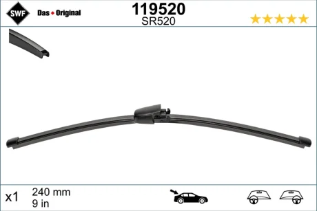 Щітка склоочисника (задня) (240mm) Citroen C5 III/Renault Clio IV 08- SWF (Valeo) 119520