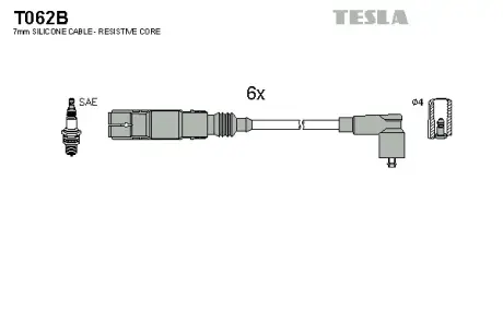 Комплект кабелiв запалювання TESLA T062B