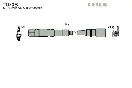 Комплект кабелiв запалювання TESLA T073B