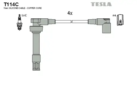 Комплект кабелiв запалювання TESLA T114C