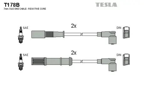 Комплект кабелiв запалювання TESLA T178B