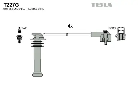 Комплект кабелiв запалювання TESLA T227G