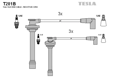 Комплект кабелiв запалювання Tesla T281B