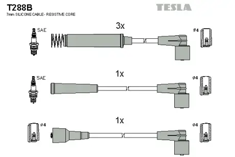 Комплект кабелiв запалювання TESLA T288B
