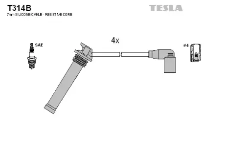 Комплект кабелiв запалювання TESLA T314B