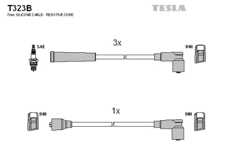 Комплект кабелiв запалювання TESLA T323B