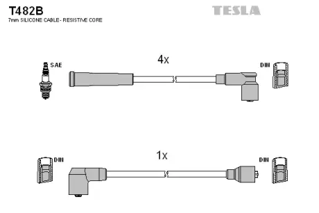 Комплект кабелiв запалювання TESLA T482B