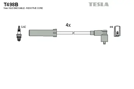 Комплект кабелiв запалювання TESLA T498B