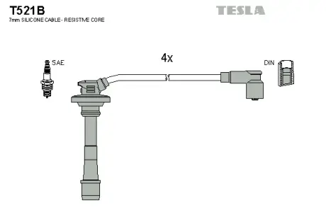 Комплект кабелiв запалювання TESLA T521B