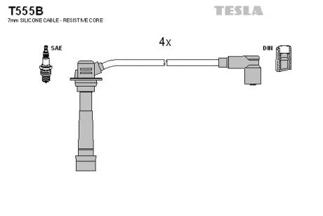 Комплект кабелiв запалювання TESLA T555B