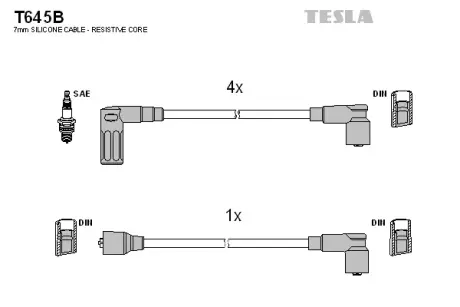 Комплект кабелiв запалювання TESLA T645B