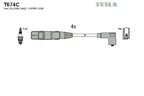 Комплект кабелiв запалювання TESLA T674C