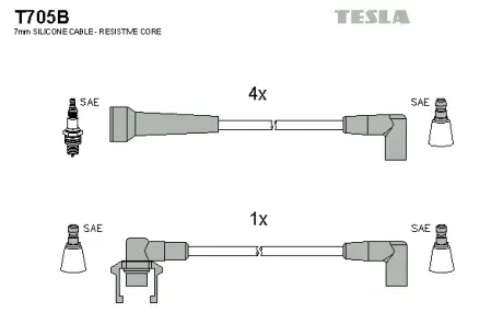 Комплект кабелiв запалювання TESLA T705B