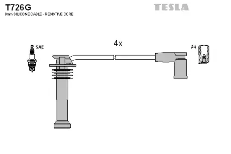 Комплект кабелiв запалювання TESLA T726G