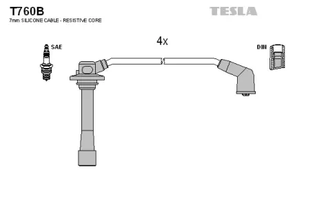 Комплект кабелiв запалювання TESLA T760B