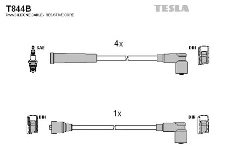 Комплект кабелiв запалювання TESLA T844B