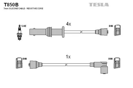 Комплект кабелiв запалювання TESLA T850B