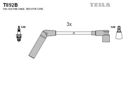 Комплект кабелiв запалювання TESLA T892B