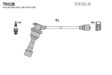 Комплект кабелiв запалювання TESLA T902B