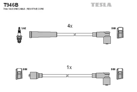 Комплект кабелiв запалювання TESLA T946B