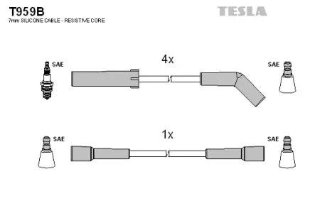 Комплект кабелiв запалювання TESLA T959B