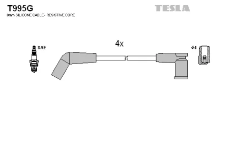 Комплект кабелiв запалювання Tesla T995G