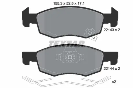 Колодки гальмівні (передні) Opel Corsa E 14- (Teves) Q+ TEXTAR 2214301
