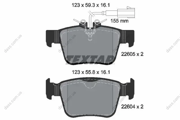 Комплект гальмівних колодок задн, ROMEO GIULIA, STELVIO CITROEN SAXO, XSARA, ZX GHIBLI III, LEVANTE PEUGEOT 205 II, 306, 309 I, 309 II 1.6-3.8 10.86 Textar 2260501 (фото 1)