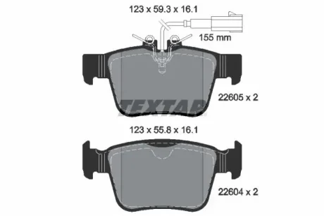 Комплект гальмівних колодок задн, ROMEO GIULIA, STELVIO CITROEN SAXO, XSARA, ZX GHIBLI III, LEVANTE PEUGEOT 205 II, 306, 309 I, 309 II 1.6-3.8 10.86 Textar 2260501
