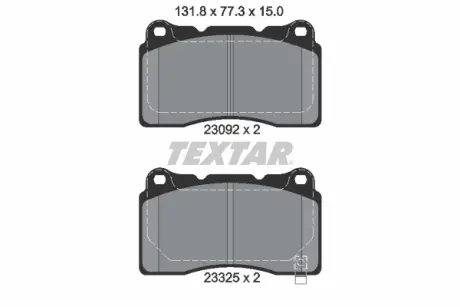 Колодки гальмівні (передні) Honda Civic 12-/Mitsubishi Lancer 95-15/Subaru Impreza 99-13 (Brembo) Q+ TEXTAR 2309204