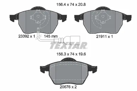Колодки гальмівні (передні) Audi A3/VW Golf IV -03 (Teves) Q+ (з датчиком) TEXTAR 2339201