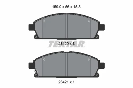 Гальмівні колодки передн, ACURA MDX HONDA MDX INFINITI Q45 II, QX4 NISSAN PATHFINDER II, QUEST, SERENA, X-TRAIL I 2.0-4.1 11.92- Textar 2342006